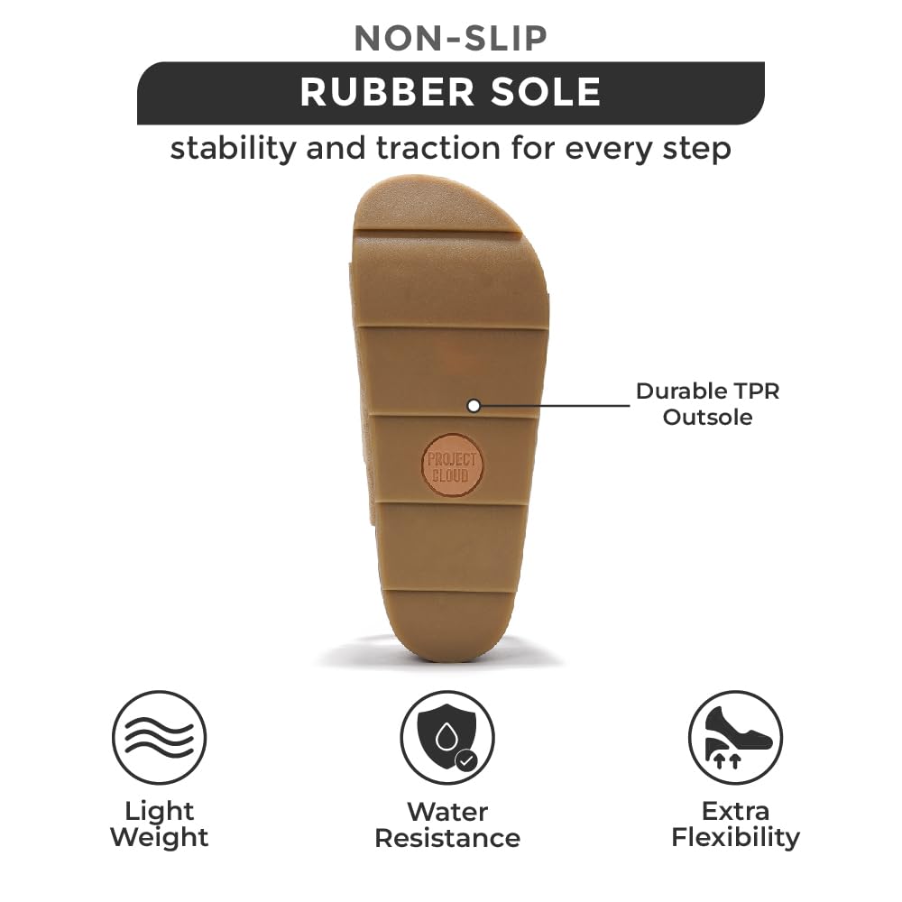 Project Cloud Women's | Genuine Leather  Platform Sandals | Memory Foam Insole | Non-Slip - Pismo