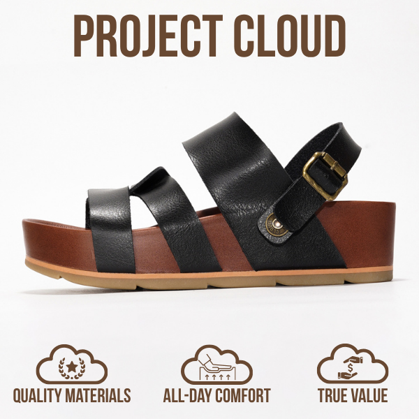 Project Cloud | "Proud" Vegan Leather Platform Sandals - Memory Foam, Lightweight, Non-Slip