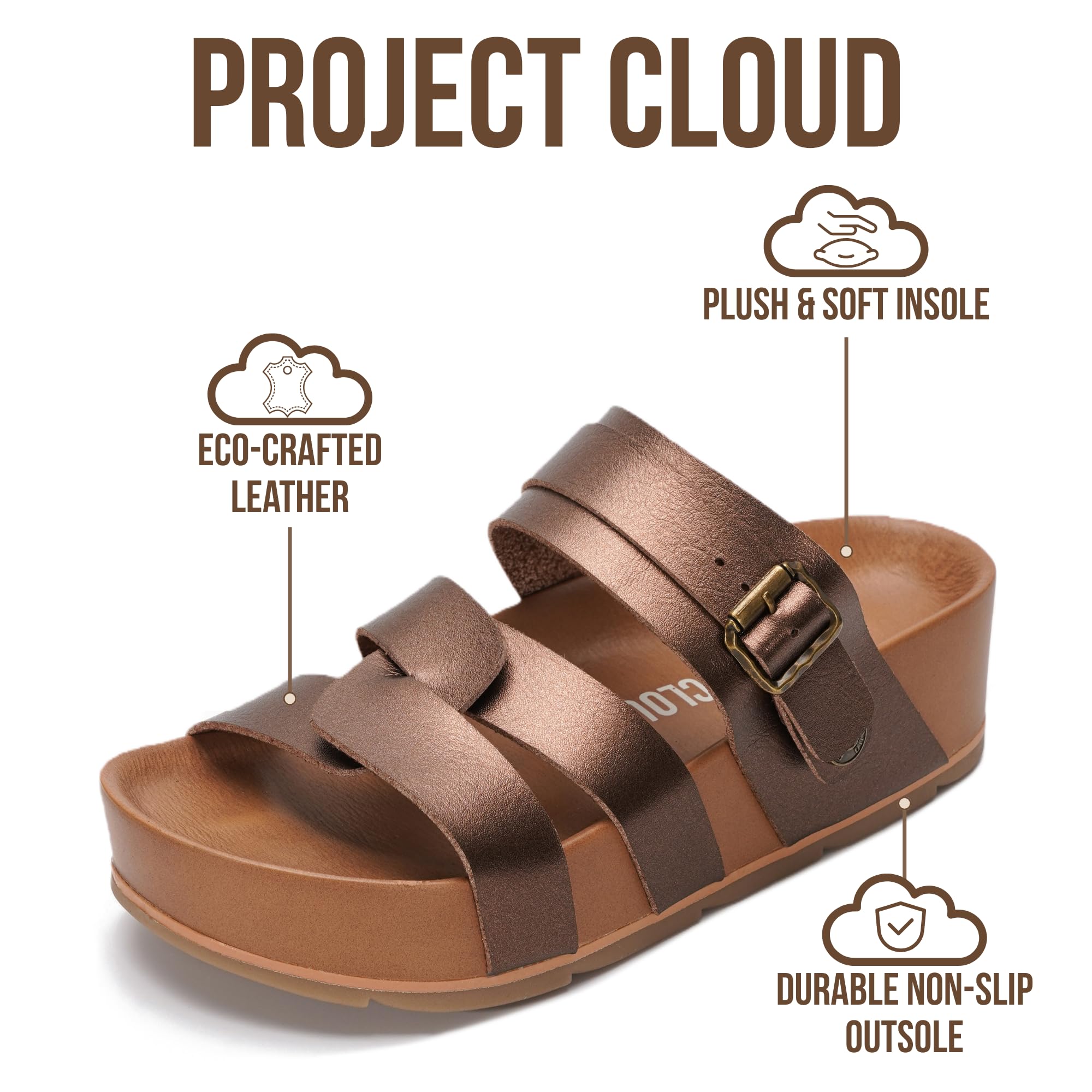 Project Cloud Women's | Eco-Leather Platform Sandals | Lightweight | Non-Slip - Proud - Project Cloud - Sandals -Shop Project Cloud premium footwear Now!