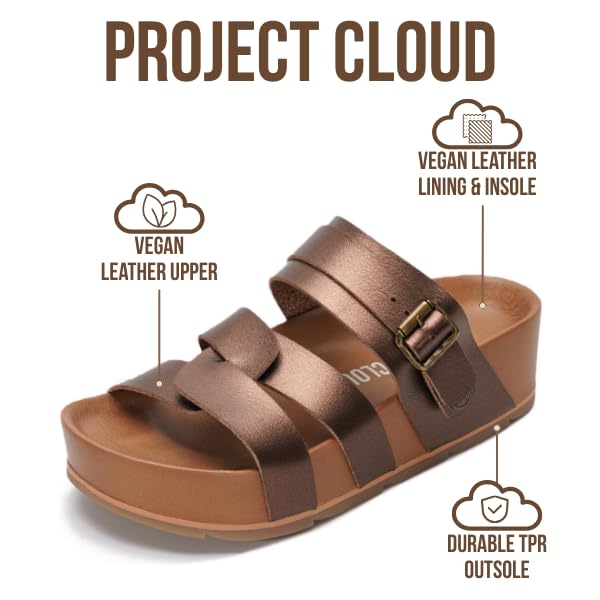 Project Cloud Women's | Vegan Leather Platform Sandals | Memory Foam | Lightweight | Non-Slip - Proud