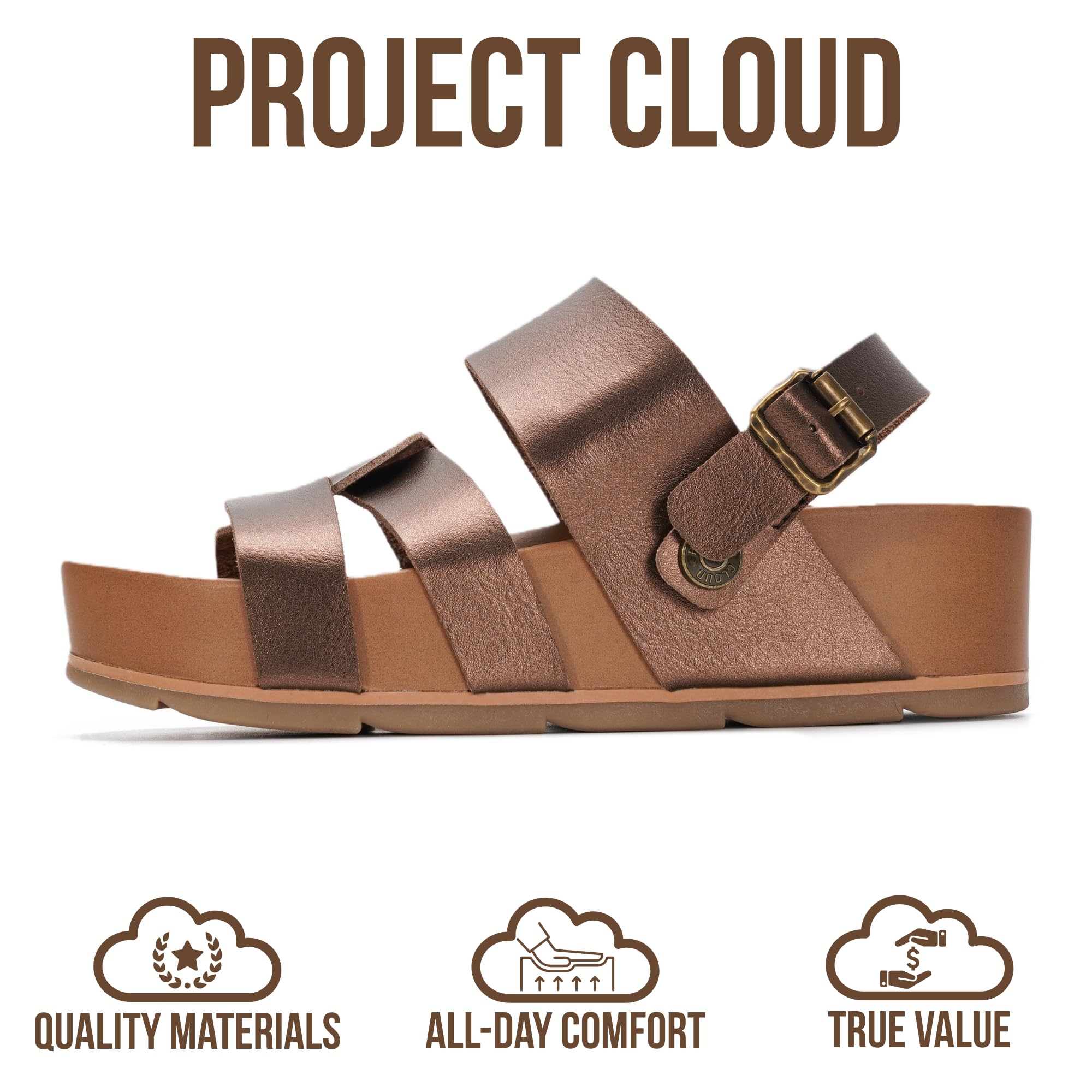 Project Cloud Women's | Eco-Leather Platform Sandals | Lightweight | Non-Slip - Proud - Project Cloud - Sandals -Shop Project Cloud premium footwear Now!