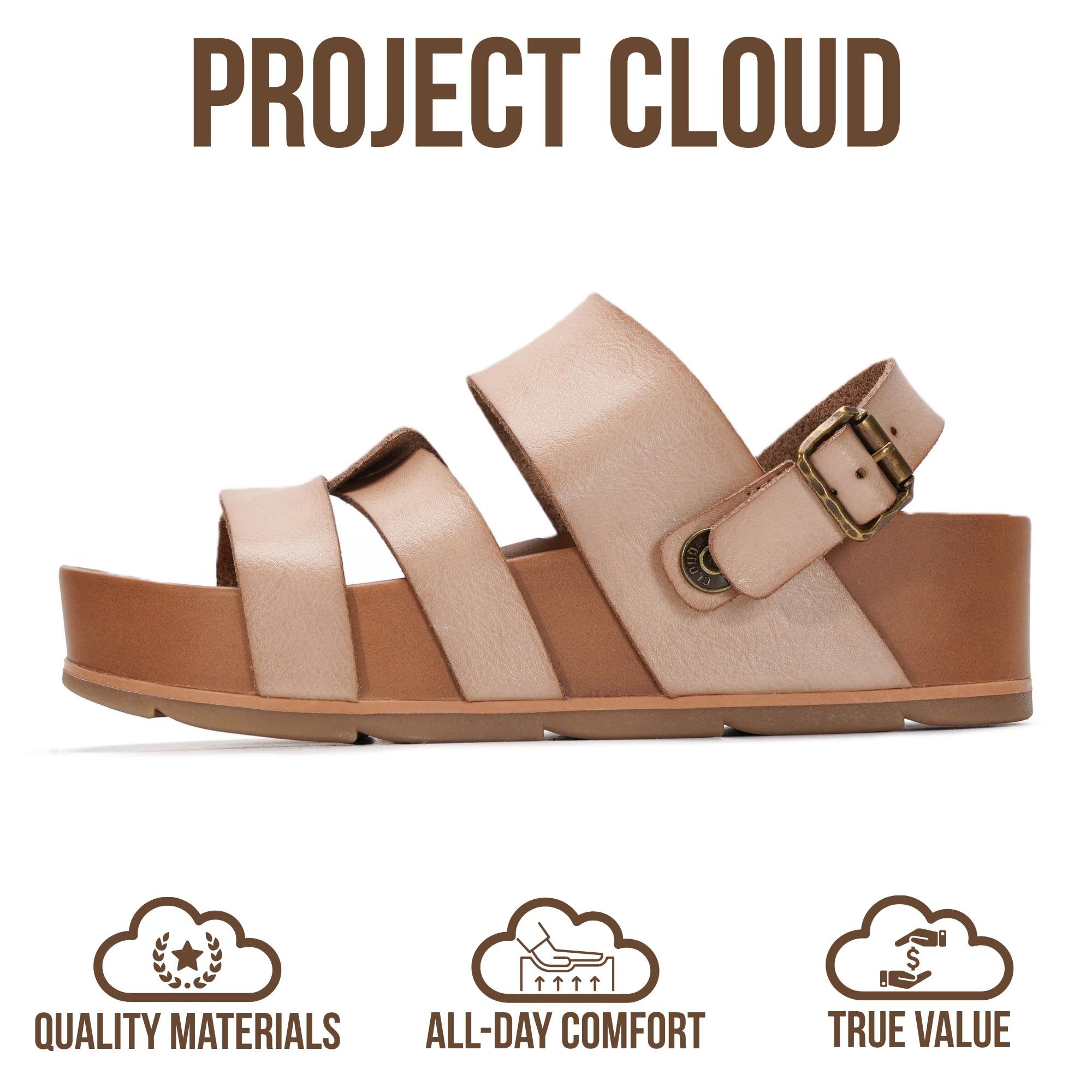 Project Cloud Women's | Eco-Leather Platform Sandals | Lightweight | Non-Slip - Proud - Project Cloud - Sandals -Shop Project Cloud premium footwear Now!