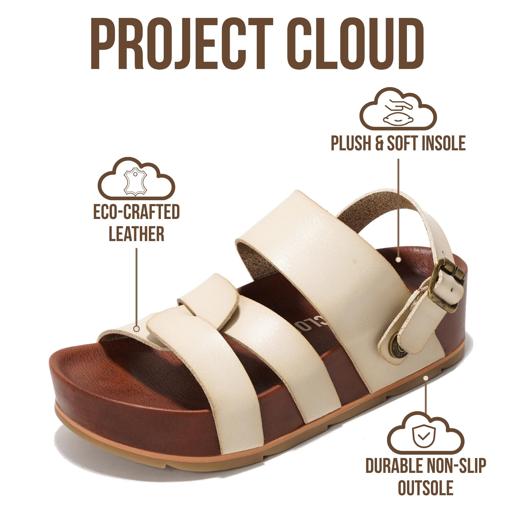 Project Cloud Women's | Eco-Leather Platform Sandals | Lightweight | Non-Slip - Proud - Project Cloud - Sandals -Shop Project Cloud premium footwear Now!