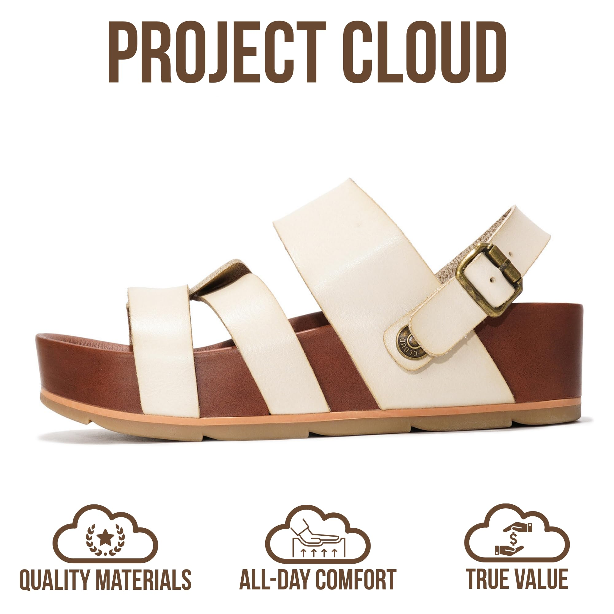 Project Cloud Women's | Eco-Leather Platform Sandals | Lightweight | Non-Slip - Proud - Project Cloud - Sandals -Shop Project Cloud premium footwear Now!