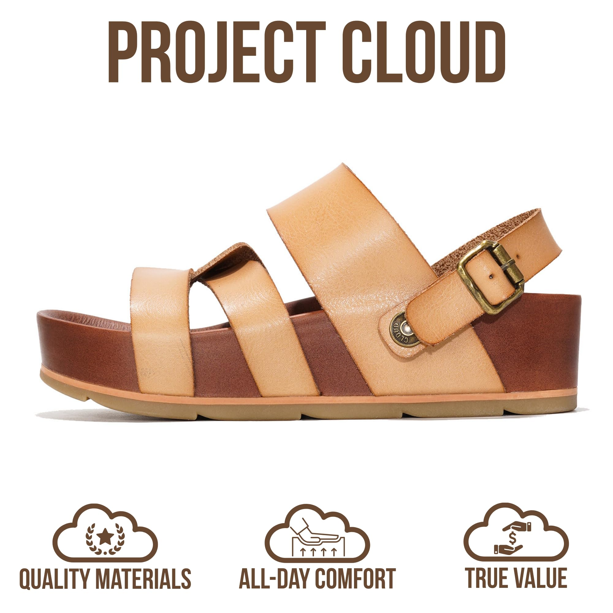 Project Cloud Women's | Eco-Leather Platform Sandals | Lightweight | Non-Slip - Proud - Project Cloud - Sandals -Shop Project Cloud premium footwear Now!