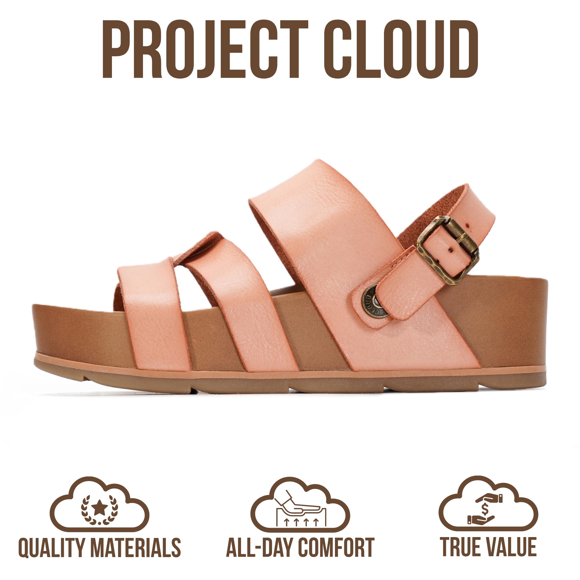 Project Cloud Women's | Eco-Leather Platform Sandals | Lightweight | Non-Slip - Proud - Project Cloud - Sandals -Shop Project Cloud premium footwear Now!