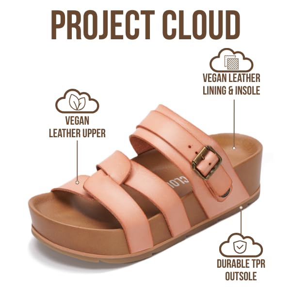 Project Cloud Women's | Vegan Leather Platform Sandals | Memory Foam | Lightweight | Non-Slip - Proud