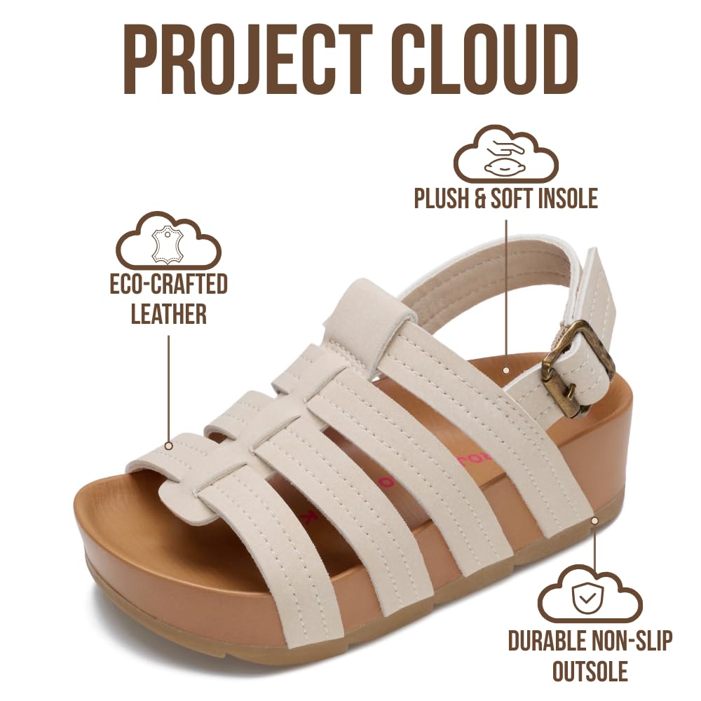 Project Cloud Kids | Strappy Summer Dressy-Casual Wedge | Hook-&-Loop | Lightweight | Non-Slip - Puffer Kids - Project Cloud - Sandals -Shop Project Cloud premium footwear Now!