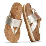 Gold Project Cloud Raft eco-leather wedge sandals with cork footbed and anti-slip sole.