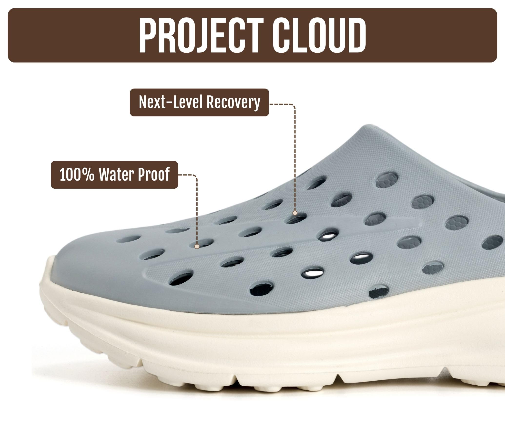 Project Cloud Women's & Men's Recovery Shoes | Plush and Soft Insole | Waterproof | Lightweight | Non-Slip - Recharge