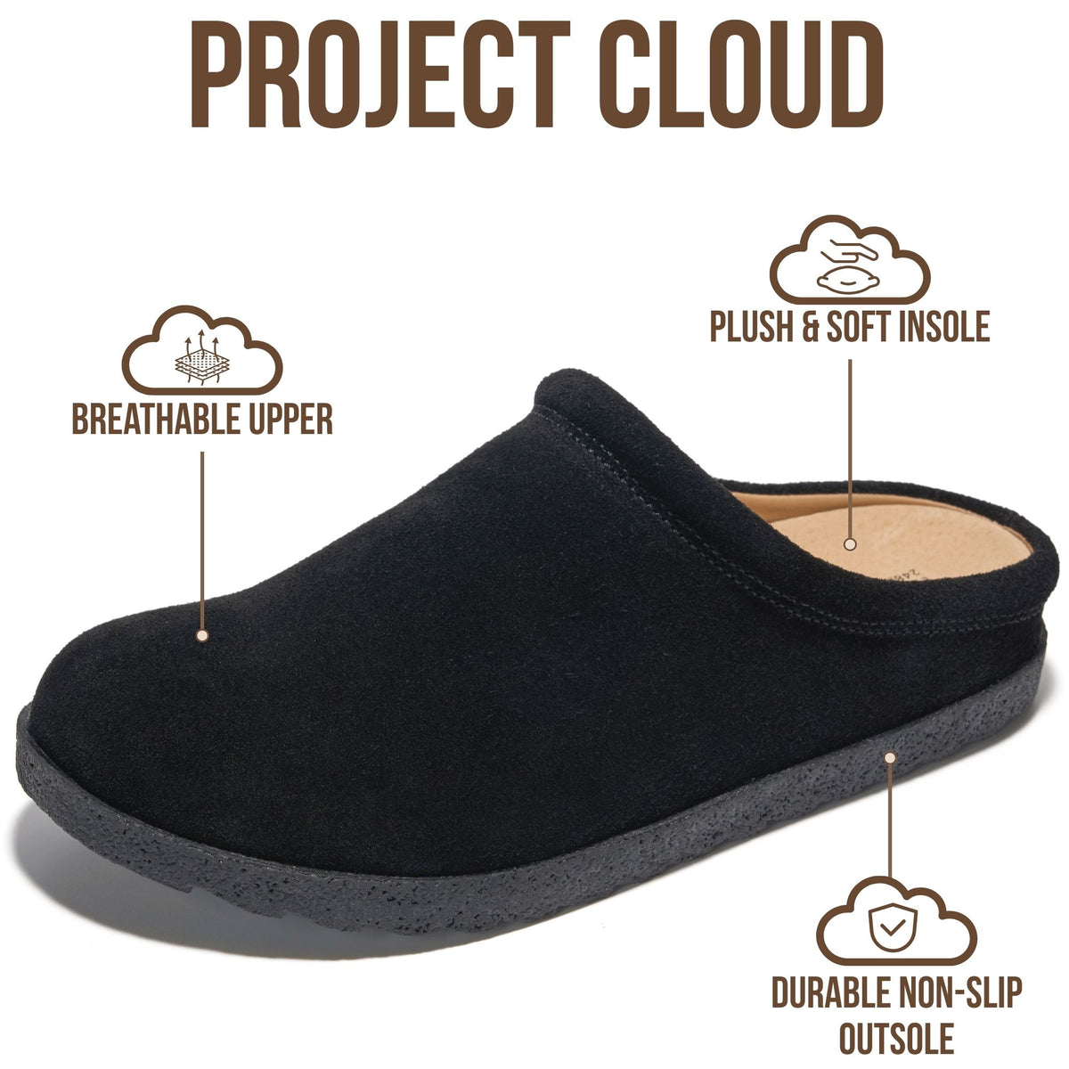 Project Cloud Women's | Genuine Leather Clogs | Soft & Plush Insole | Lightweight | Non-Slip - Reese