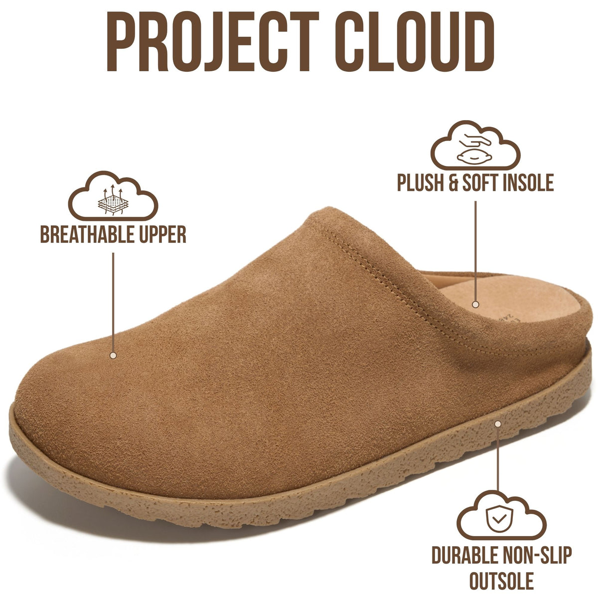 Project Cloud Women's | Genuine Leather Clogs | Soft & Plush Insole | Lightweight | Non-Slip - Reese