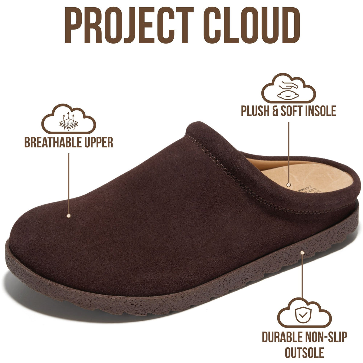 Project Cloud Women's | Genuine Leather Clogs | Soft & Plush Insole | Lightweight | Non-Slip - Reese