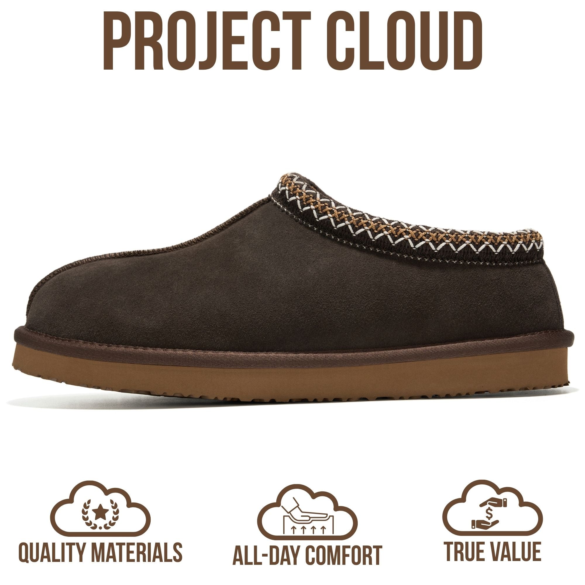 Project Cloud Men's | Australian Sheepskin Slippers | Memory Foam | Lightweight | Non-Slip - Relaxation