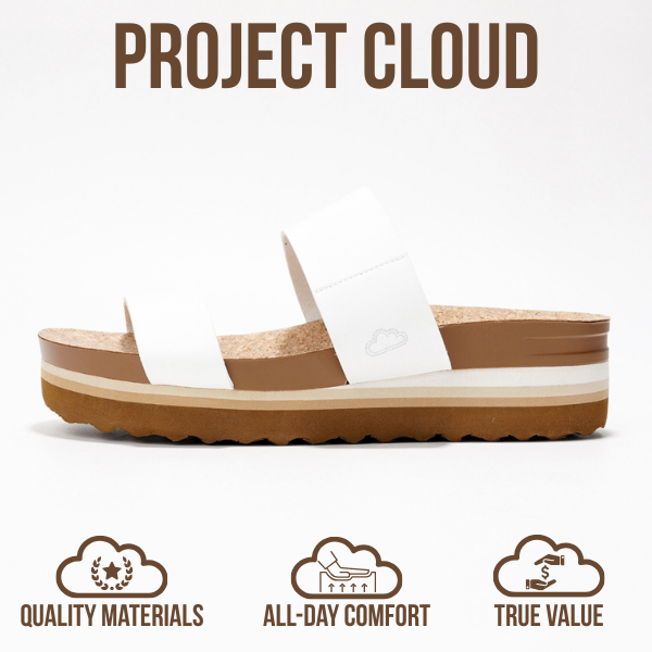 Project Cloud | "Riptide" Vegan Leather Wedge Sandals | Memory Foam | Lightweight | Non-Slip