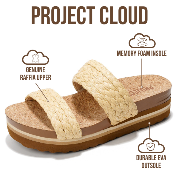 Project Cloud | "Riptide" Vegan Leather Wedge Sandals | Memory Foam | Lightweight | Non-Slip