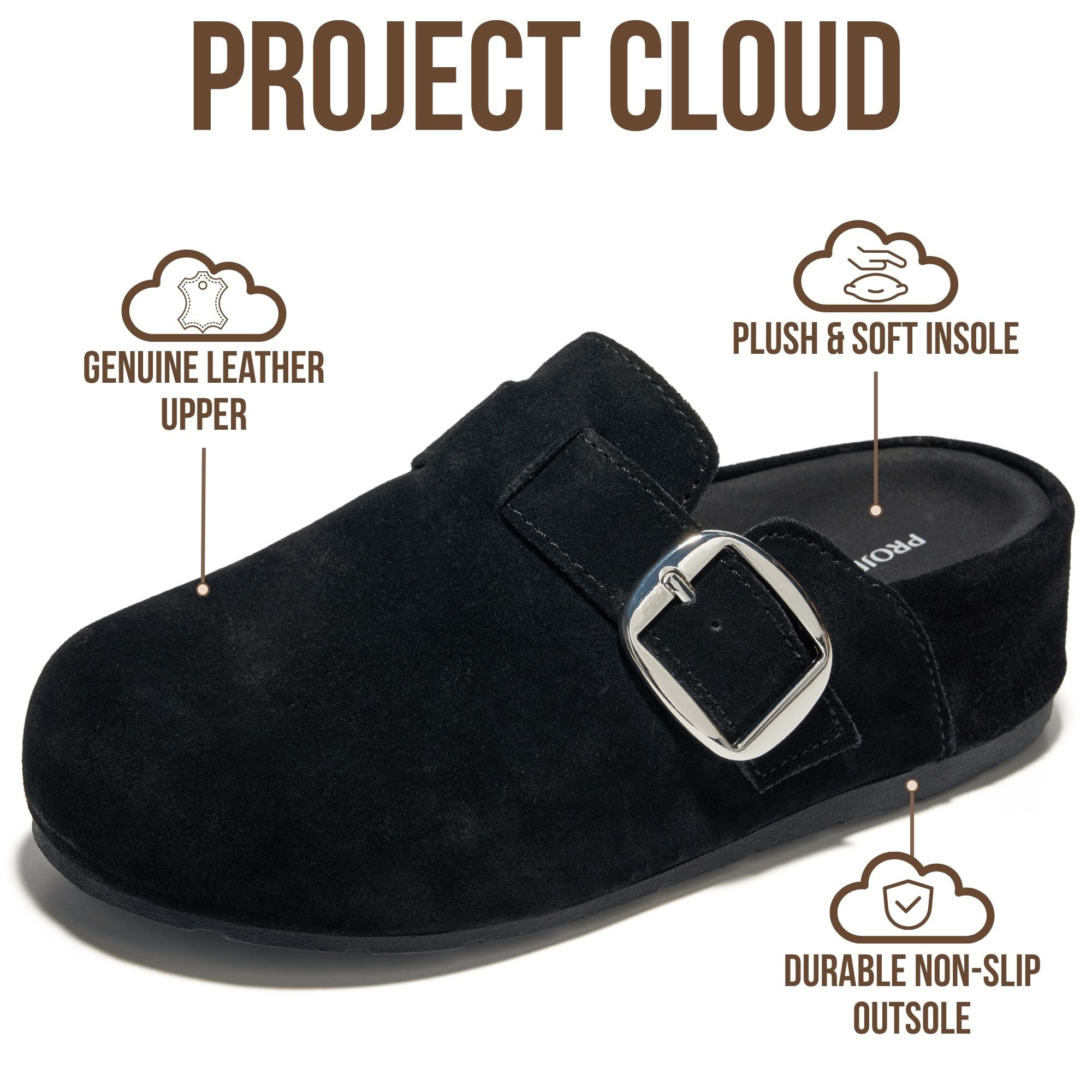 Project Cloud Women's | 100% Genuine Leather Platform Clogs | Plush & Soft Insole | Lightweight | Non-Slip - Rothera