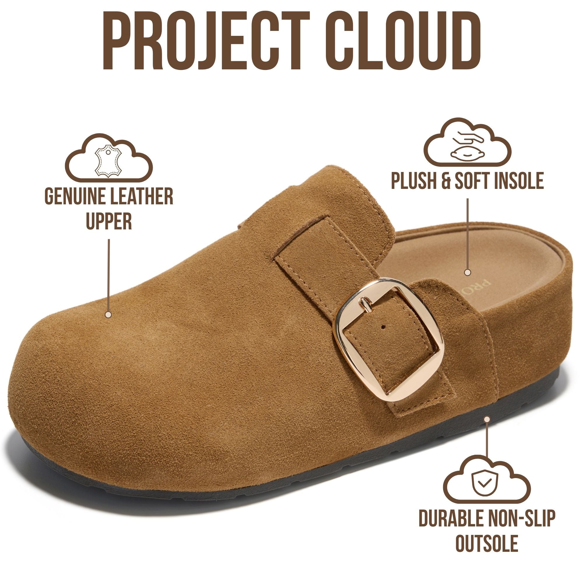 Project Cloud Women's | 100% Genuine Leather Platform Clogs | Plush & Soft Insole | Lightweight | Non-Slip - Rothera