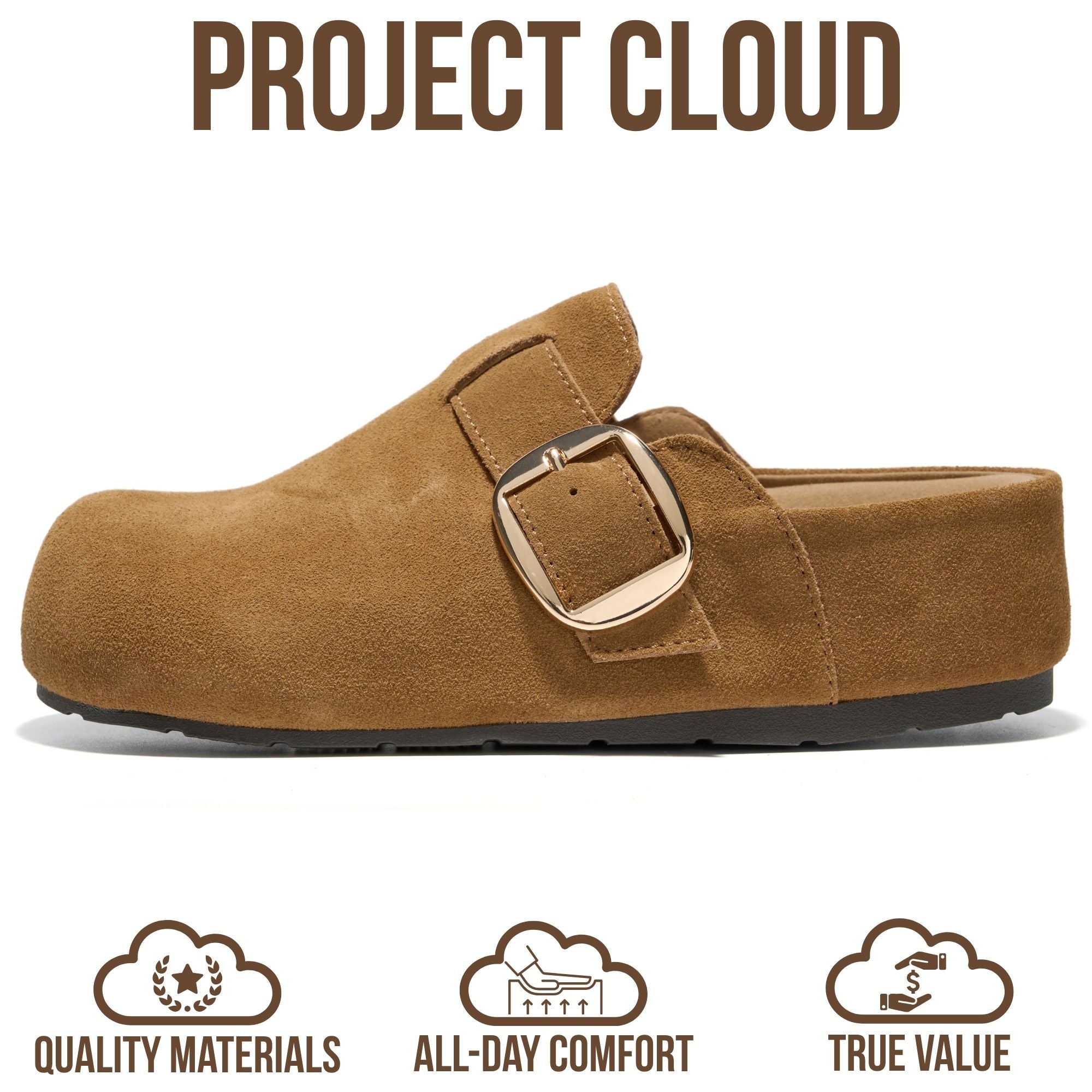 Project Cloud Women's | 100% Genuine Leather Platform Clogs | Plush & Soft Insole | Lightweight | Non-Slip - Rothera