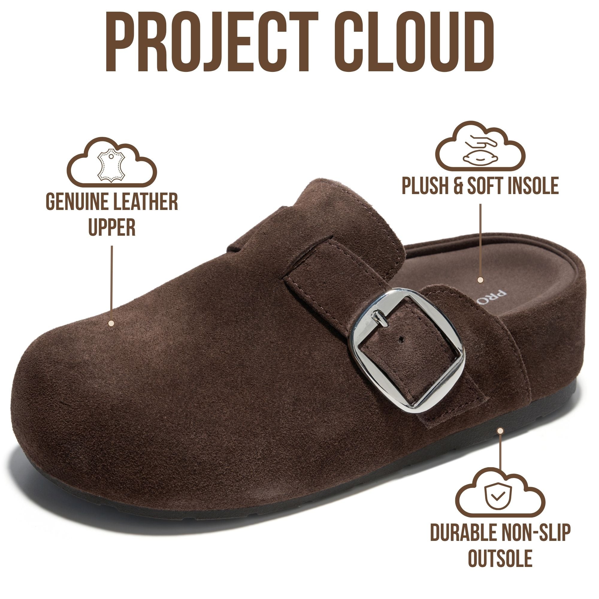 Project Cloud Women's | 100% Genuine Leather Platform Clogs | Plush & Soft Insole | Lightweight | Non-Slip - Rothera