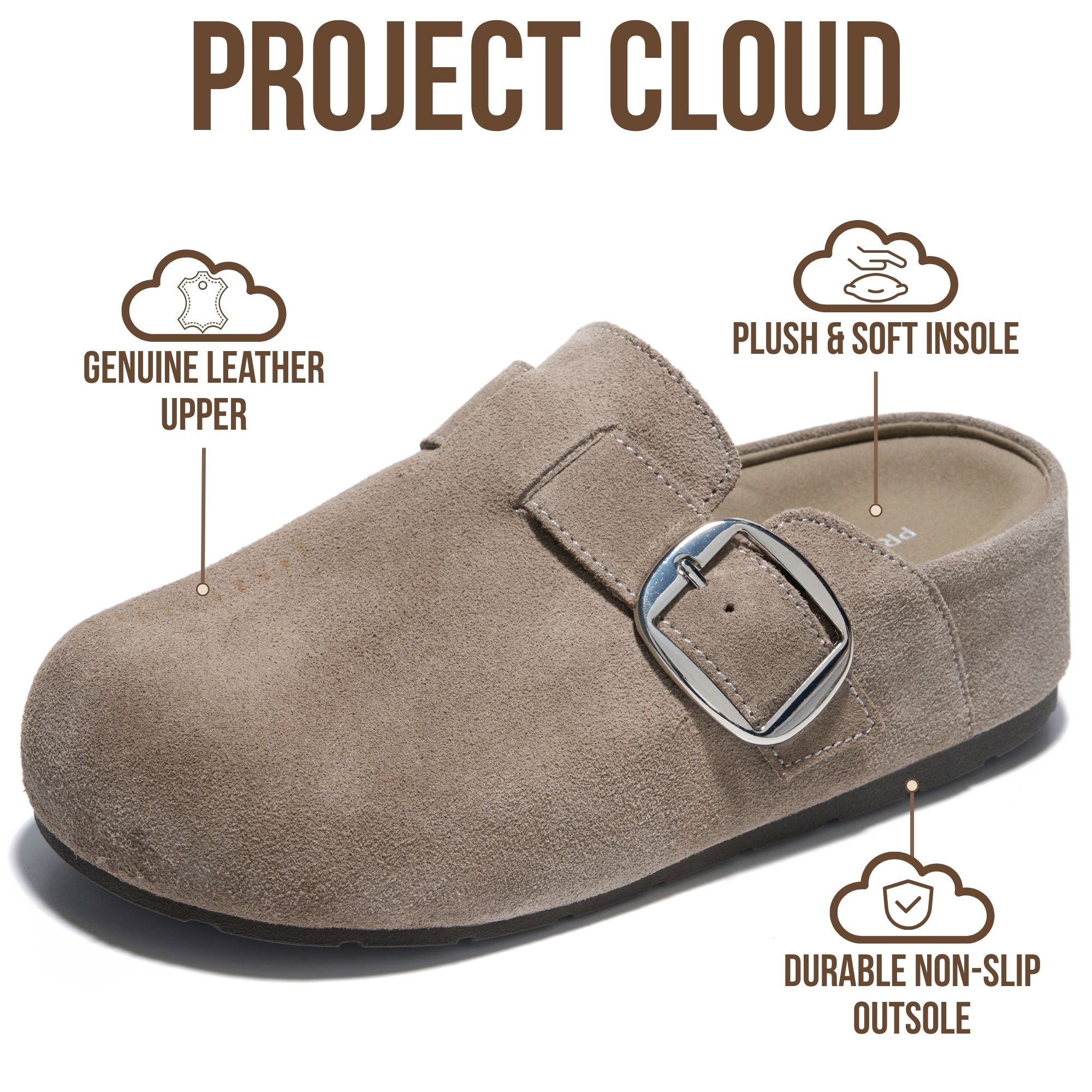 Project Cloud Women's | 100% Genuine Leather Platform Clogs | Plush & Soft Insole | Lightweight | Non-Slip - Rothera
