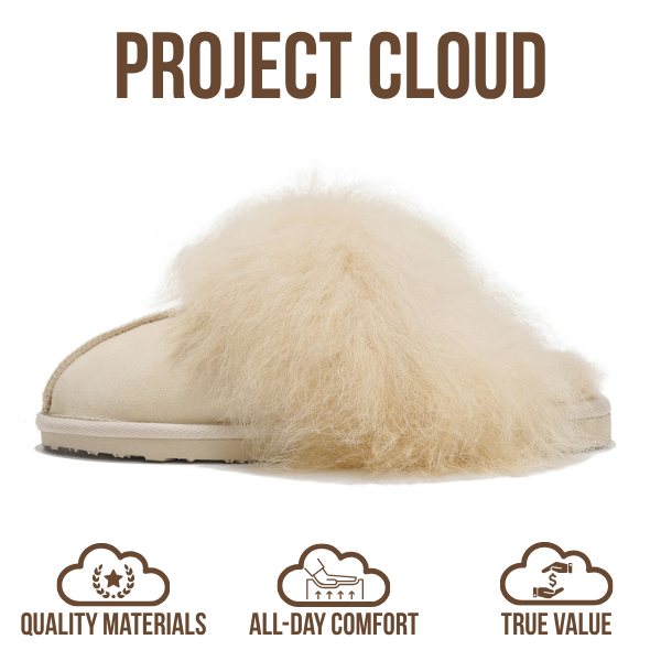 Project Cloud | "Ryann" 100% Australian Sheepskin Slippers for Women | Memory Foam | Lightweight | Non-Slip