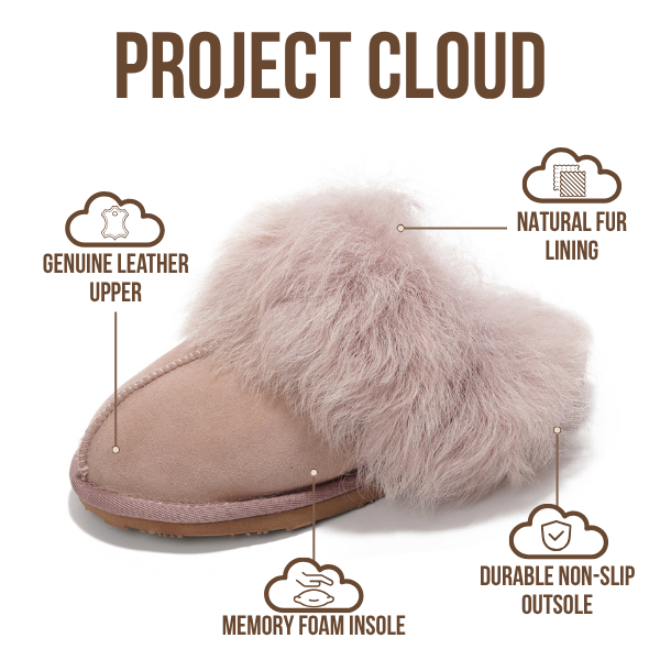 Project Cloud Women's | 100% Australian Sheepskin Slippers | Memory Foam | Lightweight | Non-Slip - Ryann