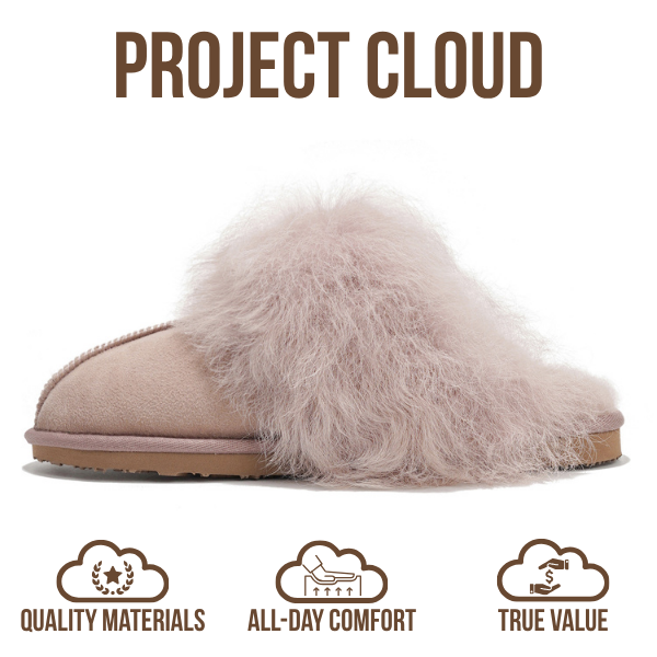 Project Cloud | "Ryann" 100% Australian Sheepskin Slippers for Women | Memory Foam | Lightweight | Non-Slip