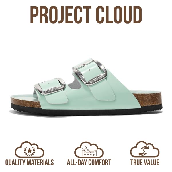 Project Cloud Women's | 100% Genuine Leather Women Flat Sandals | ProjectPlush | Lightweight | Non-Slip - Santorini