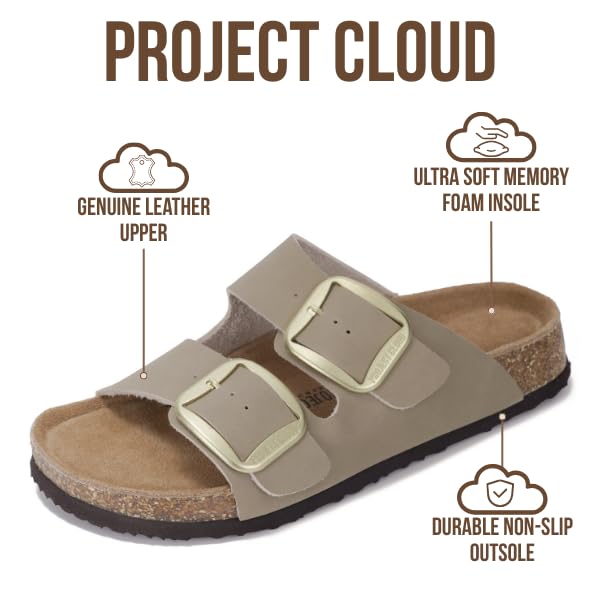 Project Cloud Women's | 100% Genuine Leather Women Flat Sandals | ProjectPlush | Lightweight | Non-Slip - Santorini - Project Cloud - Sandals -Shop Project Cloud premium footwear Now!