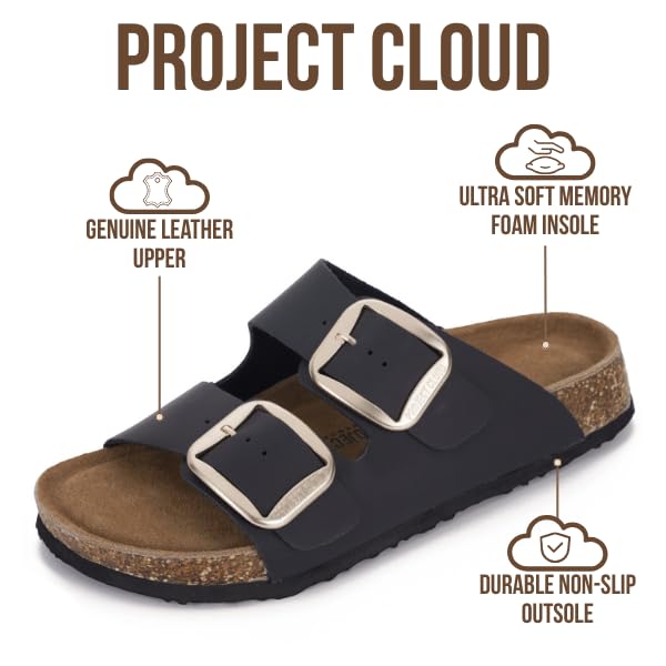 Project Cloud Women's | 100% Genuine Leather Women Flat Sandals | ProjectPlush | Lightweight | Non-Slip - Santorini - Project Cloud - Sandals -Shop Project Cloud premium footwear Now!