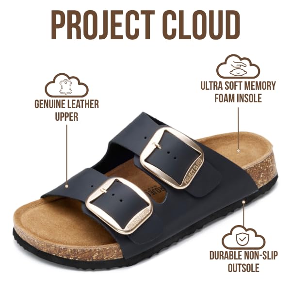 Project Cloud Women's | 100% Genuine Leather Women Flat Sandals | ProjectPlush | Lightweight | Non-Slip - Santorini - Project Cloud - Sandals -Shop Project Cloud premium footwear Now!