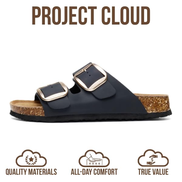 Project Cloud Women's | 100% Genuine Leather Women Flat Sandals | ProjectPlush | Lightweight | Non-Slip - Santorini - Project Cloud - Sandals -Shop Project Cloud premium footwear Now!