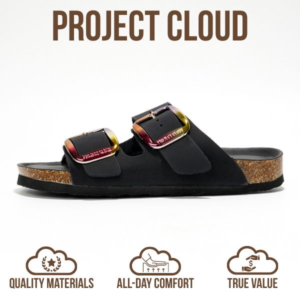 Project Cloud | "Santorini" Women Flat Sandals | 100% Genuine Leather | ProjectPlush | Lightweight | Non-Slip
