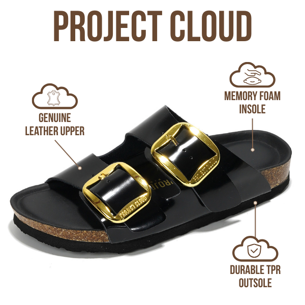Project Cloud | "Santorini" Women Flat Sandals | 100% Genuine Leather | ProjectPlush | Lightweight | Non-Slip