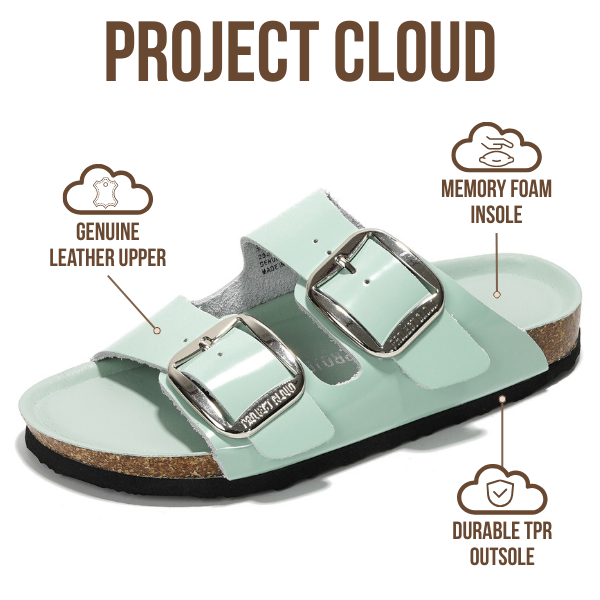 Project Cloud | "Santorini" Women Flat Sandals | 100% Genuine Leather | ProjectPlush | Lightweight | Non-Slip