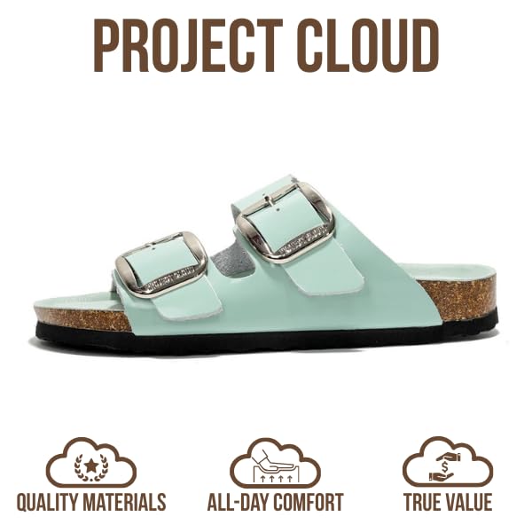 Project Cloud Women's | 100% Genuine Leather Women Flat Sandals | ProjectPlush | Lightweight | Non-Slip - Santorini