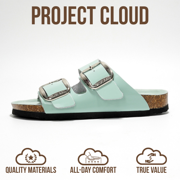 Project Cloud | "Santorini" Women Flat Sandals | 100% Genuine Leather | ProjectPlush | Lightweight | Non-Slip