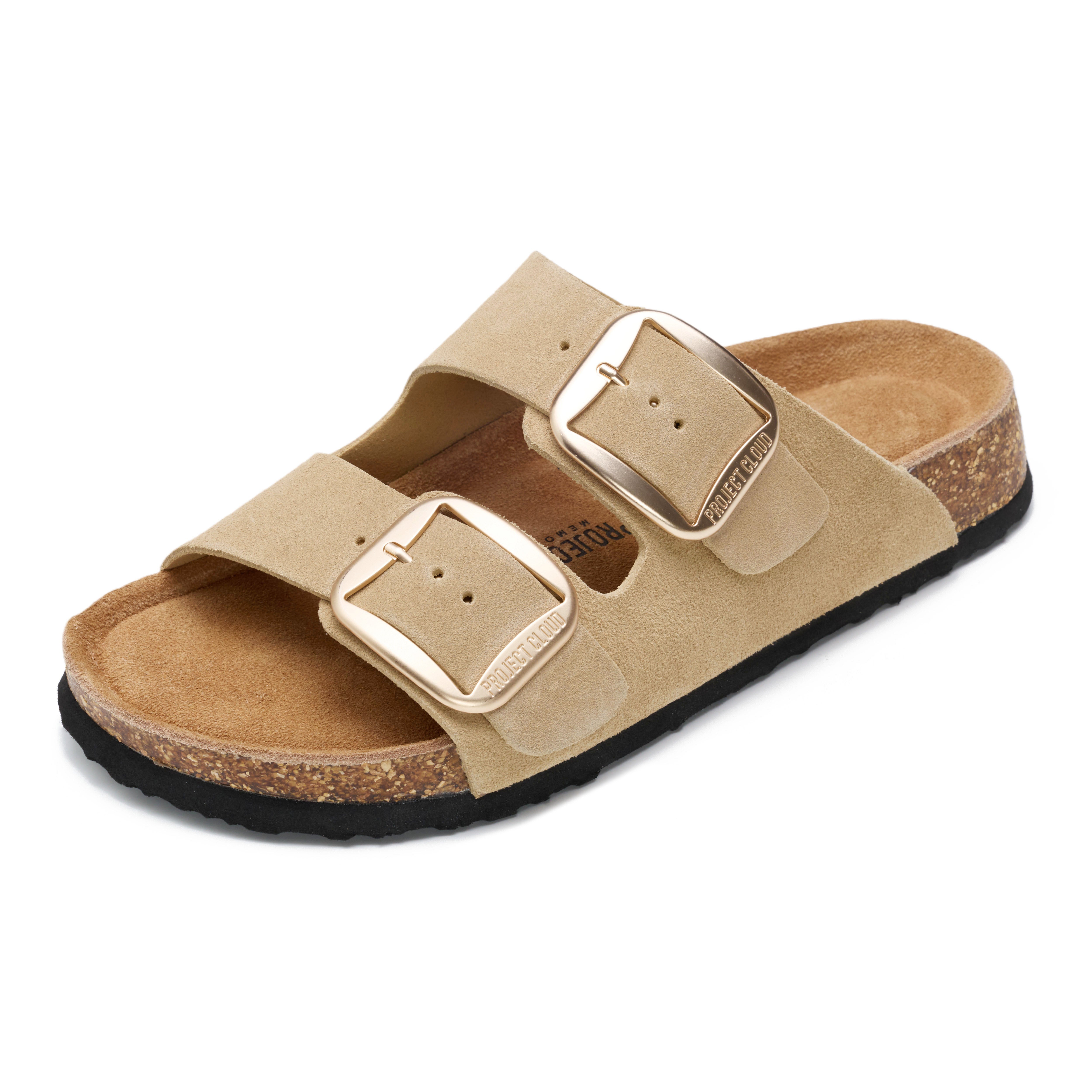 Project Cloud Women's | 100% Genuine Leather Women Flat Sandals | ProjectPlush | Lightweight | Non-Slip - Santorini - Project Cloud - Sandals -Shop Project Cloud premium footwear Now!