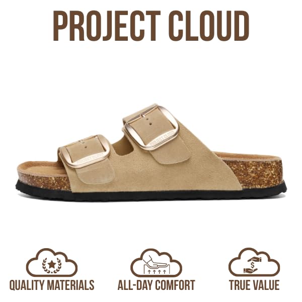 Project Cloud Women's | 100% Genuine Leather Women Flat Sandals | ProjectPlush | Lightweight | Non-Slip - Santorini - Project Cloud - Sandals -Shop Project Cloud premium footwear Now!
