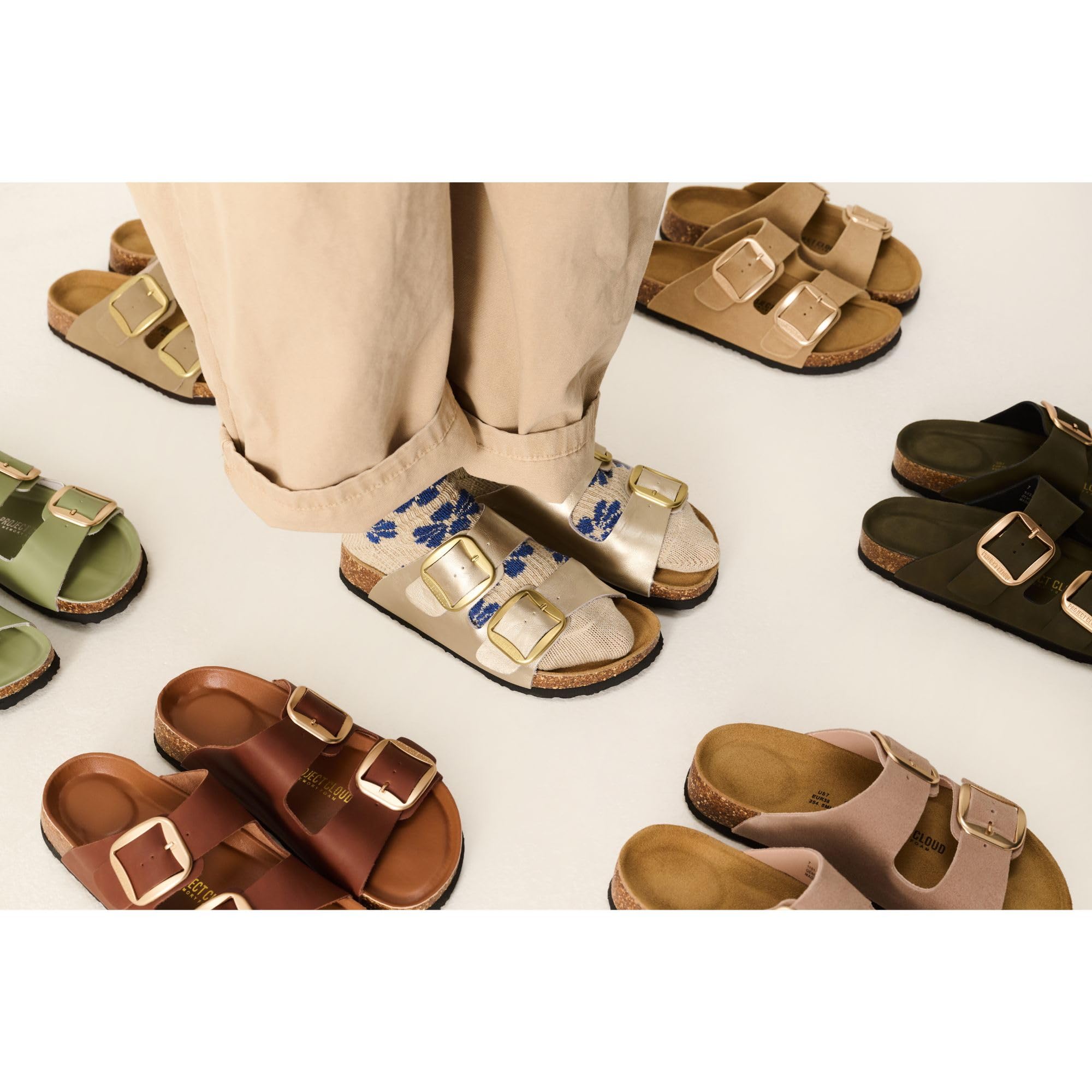 Project Cloud Women's | 100% Genuine Leather Women Flat Sandals | ProjectPlush | Lightweight | Non-Slip - Santorini - Project Cloud - Sandals -Shop Project Cloud premium footwear Now!