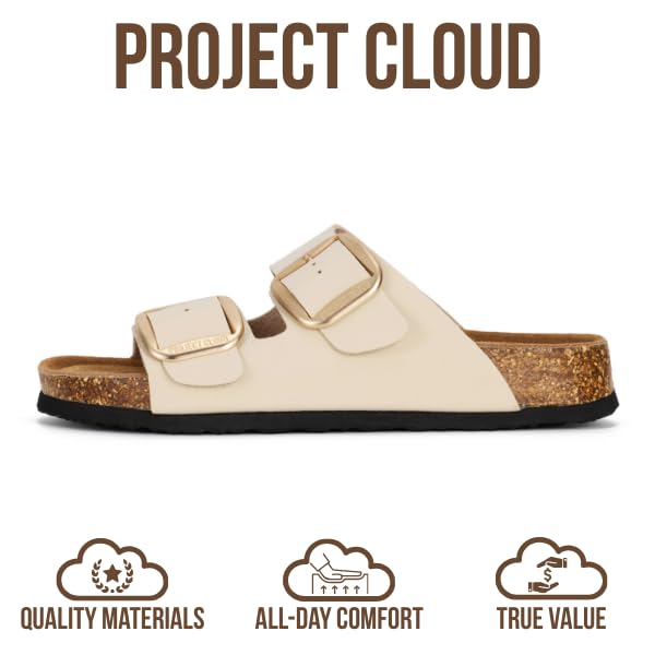 Project Cloud Women's | 100% Genuine Leather Women Flat Sandals | ProjectPlush | Lightweight | Non-Slip - Santorini - Project Cloud - Sandals -Shop Project Cloud premium footwear Now!