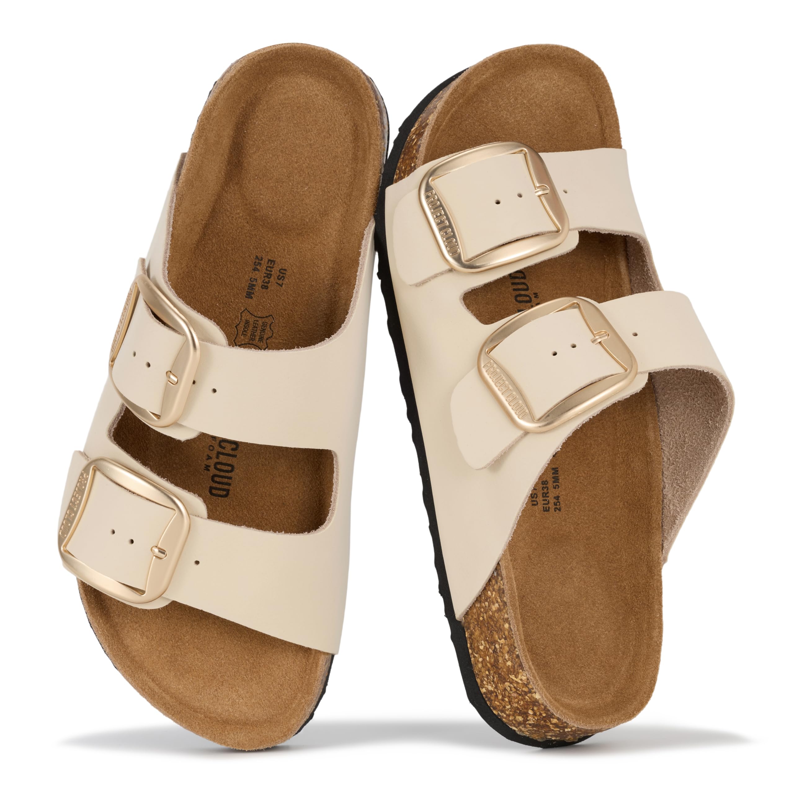 Project Cloud Women's | 100% Genuine Leather Women Flat Sandals | ProjectPlush | Lightweight | Non-Slip - Santorini - Project Cloud - Sandals -Shop Project Cloud premium footwear Now!