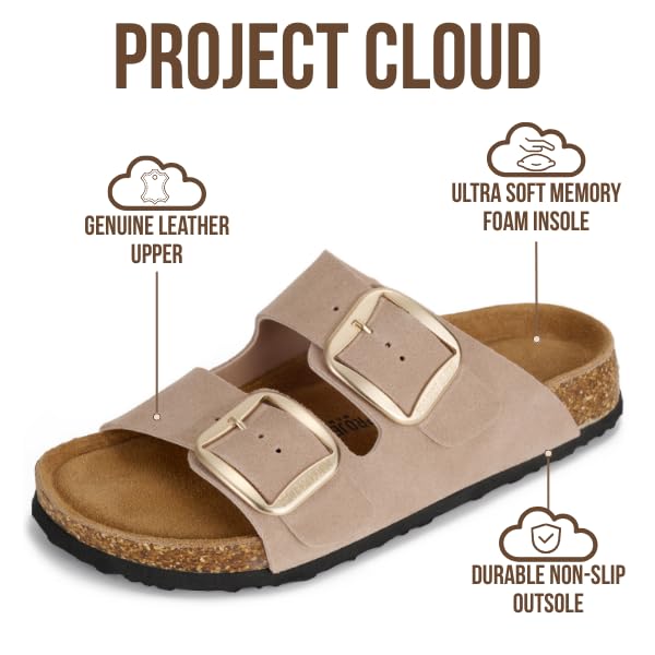 Project Cloud Women's | 100% Genuine Leather Women Flat Sandals | ProjectPlush | Lightweight | Non-Slip - Santorini - Project Cloud - Sandals -Shop Project Cloud premium footwear Now!
