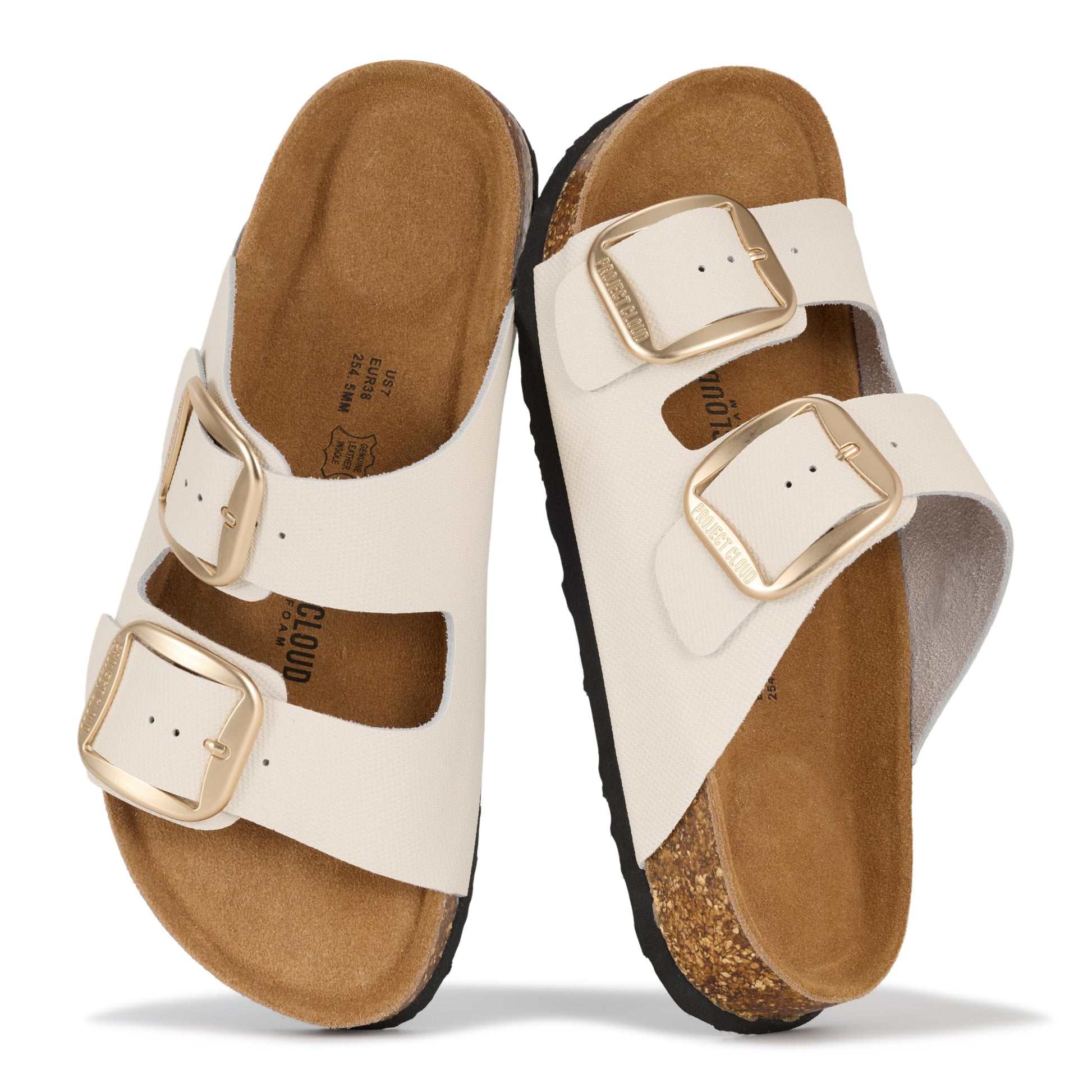 Project Cloud Women's | 100% Genuine Leather Women Flat Sandals | ProjectPlush | Lightweight | Non-Slip - Santorini - Project Cloud - Sandals -Shop Project Cloud premium footwear Now!