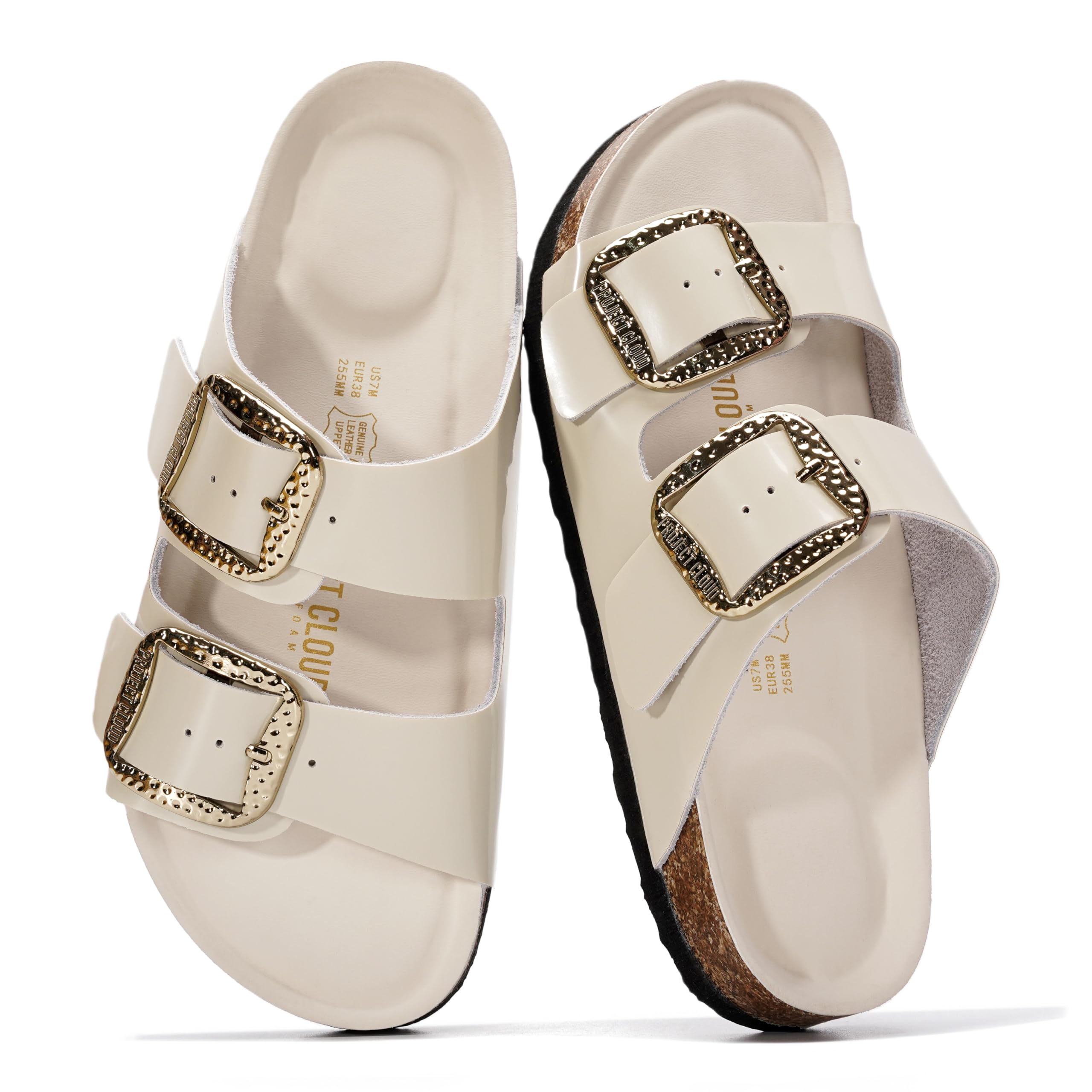 Project Cloud Women's | 100% Genuine Leather Women Flat Sandals | ProjectPlush | Lightweight | Non-Slip - Santorini