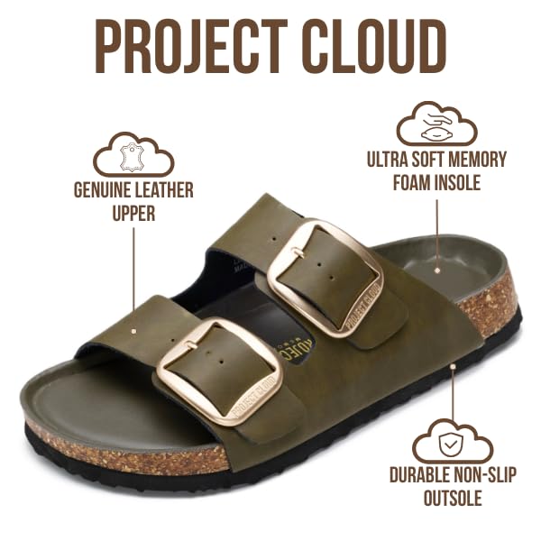 Project Cloud Women's | 100% Genuine Leather Women Flat Sandals | ProjectPlush | Lightweight | Non-Slip - Santorini - Project Cloud - Sandals -Shop Project Cloud premium footwear Now!
