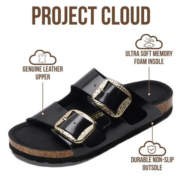Project Cloud Women's | 100% Genuine Leather Women Flat Sandals | ProjectPlush | Lightweight | Non-Slip - Santorini