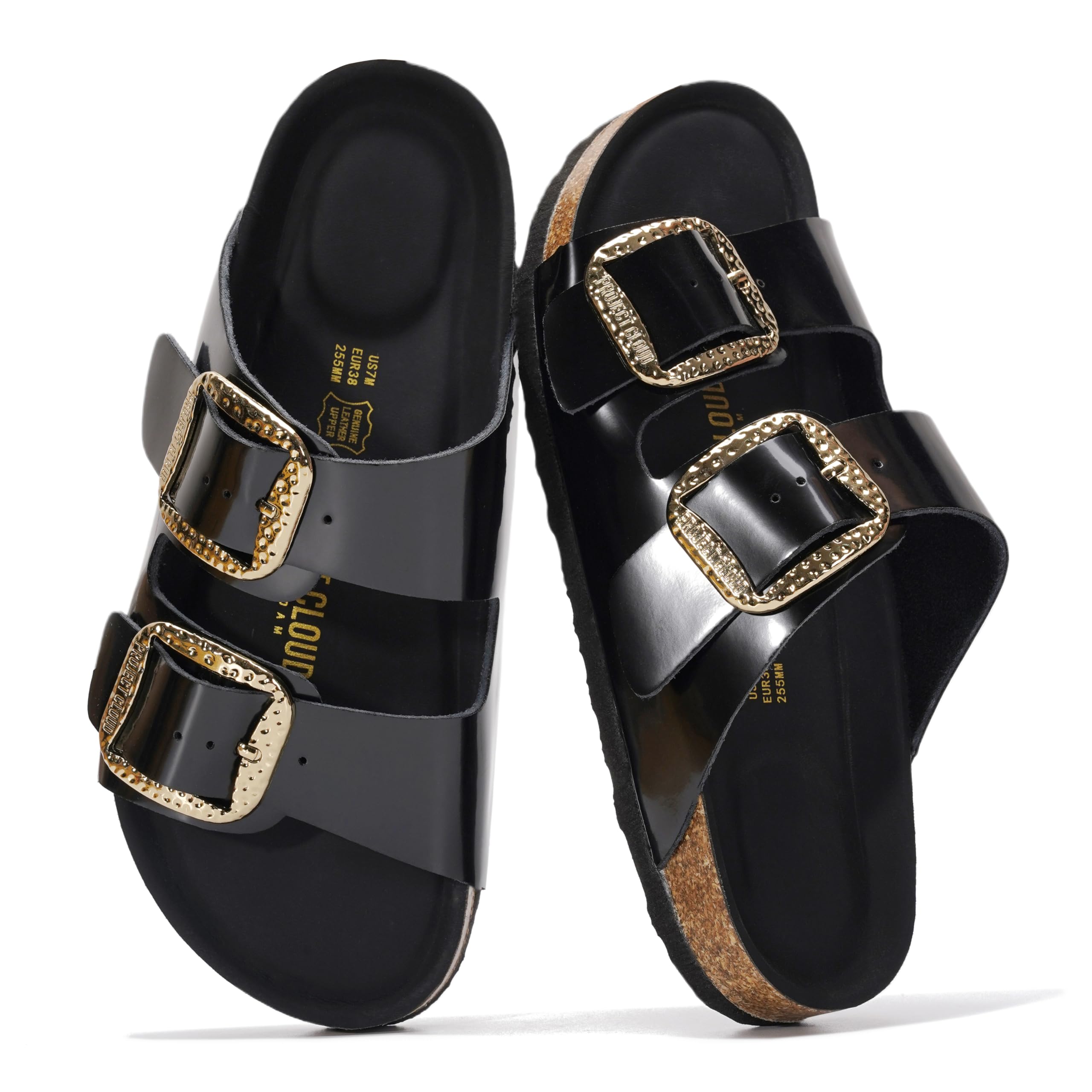 Project Cloud Women's | 100% Genuine Leather Women Flat Sandals | ProjectPlush | Lightweight | Non-Slip - Santorini