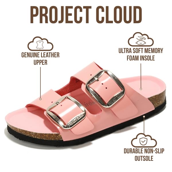 Project Cloud Women's | 100% Genuine Leather Women Flat Sandals | ProjectPlush | Lightweight | Non-Slip - Santorini